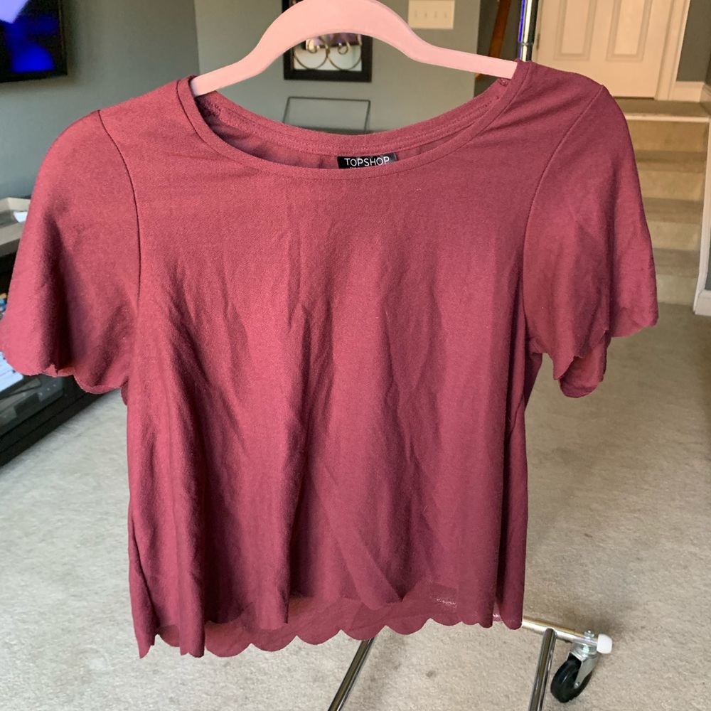 red topshop shirt